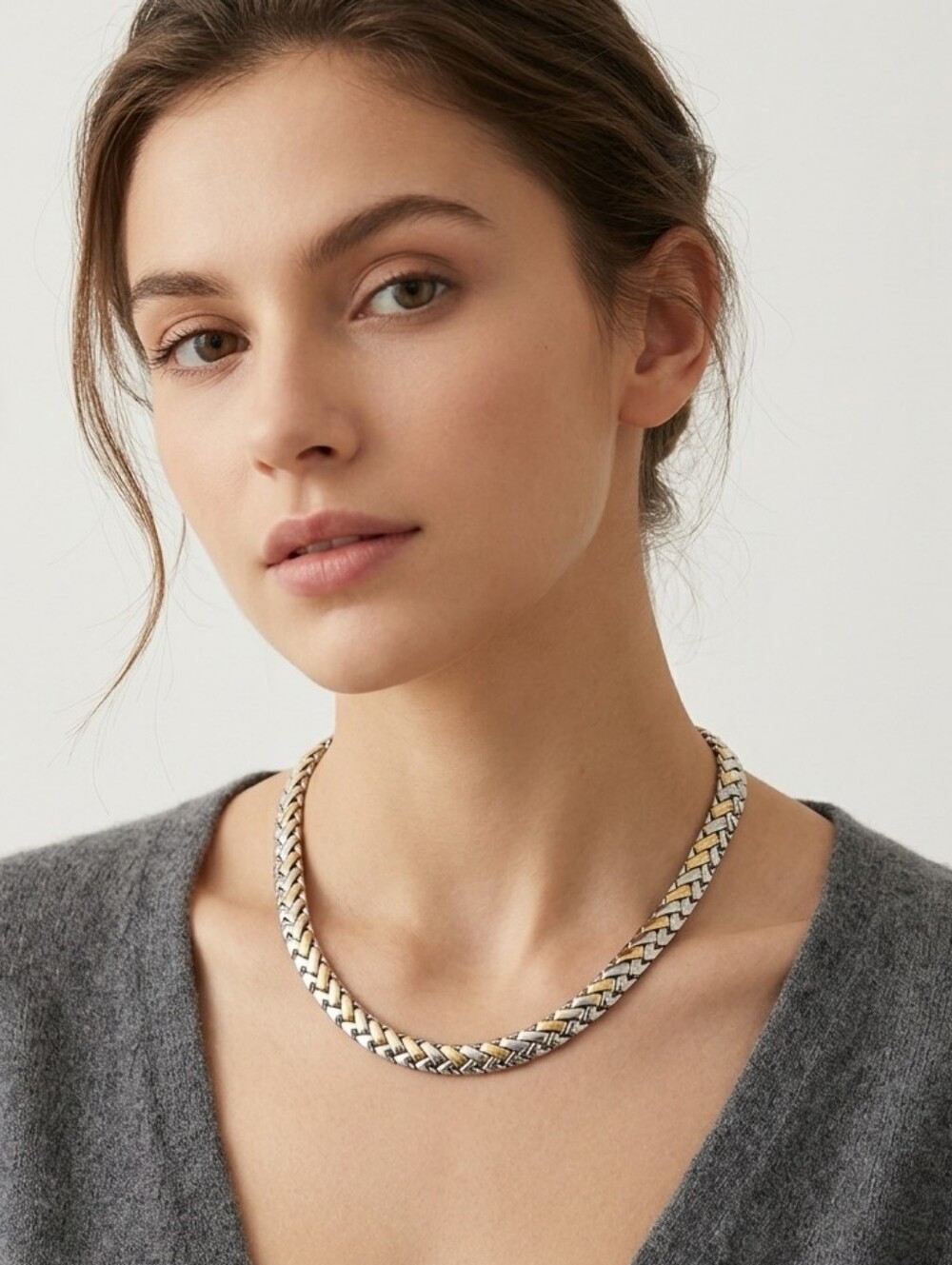 Chevron 18K Gold Plated & Stainless Steel Chain Necklace